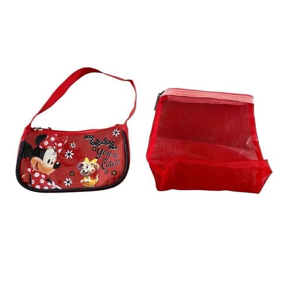 Lot Of 2 Disney Minnie Mouse Mini Purse Cosmetic Bag - Picture 1 of 11